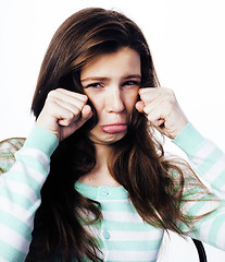 Image showing Teenage Girl Looking Worried isolated on white background, lifestyle people