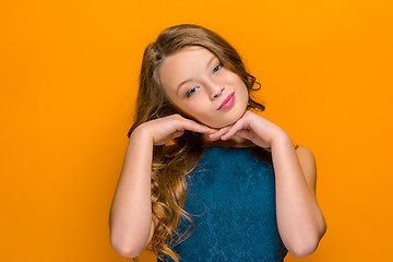 Image showing The face of playful happy teen girl