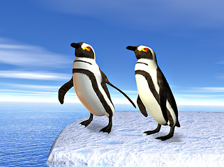 Image showing Penguins on an iceflow