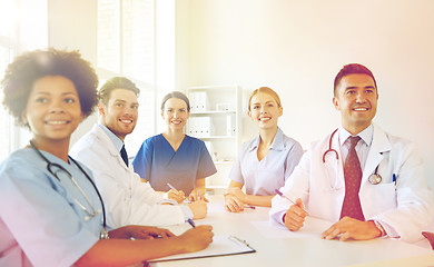 Image showing group of happy doctors meeting at hospital office