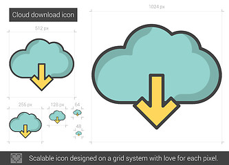 Image showing Cloud download line icon.