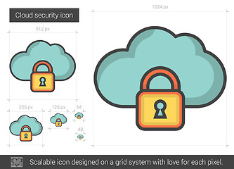 Image showing Cloud security line icon.