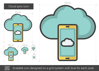 Image showing Cloud sync line icon.