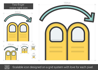 Image showing Two-finger swipe right line icon.