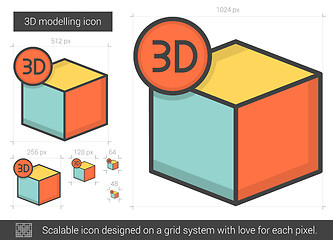 Image showing Three D modelling line icon.