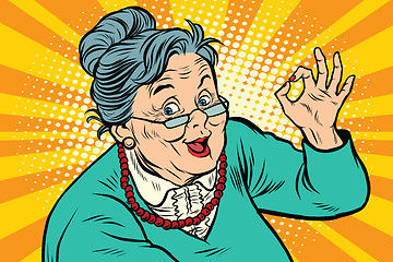 Image showing Grandma okay gesture, the elderly