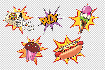 Image showing Set fast food and sweets, pop art style