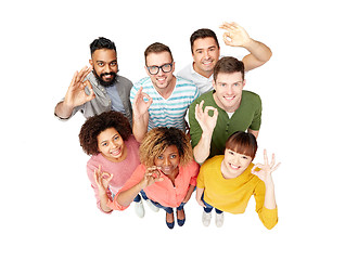 Image showing international group of happy people showing ok