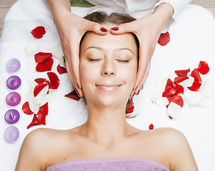 Image showing stock photo attractive lady getting spa treatment in salon, healthcare people concept 