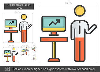 Image showing Global presentation line icon.