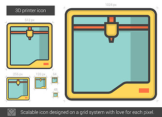 Image showing Three D printer line icon.