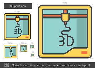 Image showing Three D print line icon.