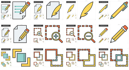 Image showing Content Edition line icon set.