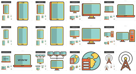 Image showing Gadgets line icon set.