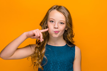 Image showing The face of playful happy teen girl