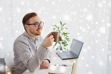 Image showing creative man or businessman drinking coffee