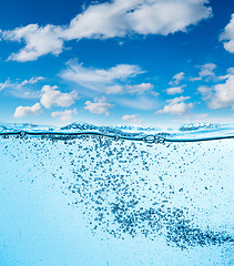 Image showing Close up water on a background of blue sky