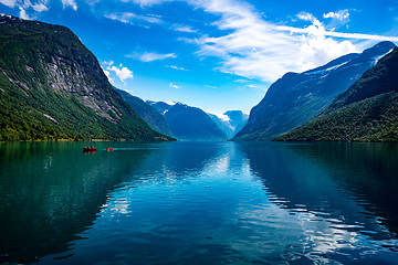 Image showing lovatnet lake Beautiful Nature Norway.