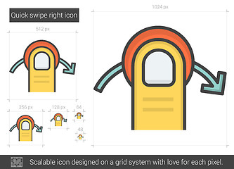 Image showing Quick swipe right line icon.