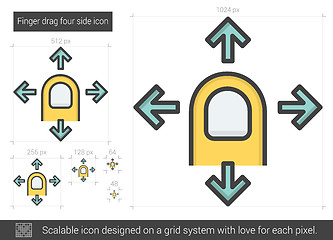 Image showing Finger drag four side line icon.