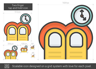 Image showing Two-finger tap and hold line icon.