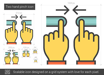 Image showing Two hand pinch line icon.