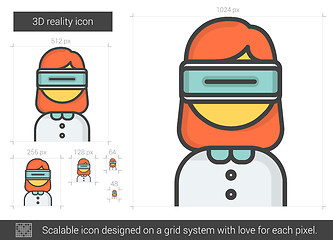 Image showing Three D reality line icon.