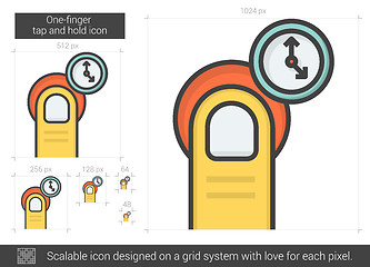 Image showing One-finger tap and hold line icon.