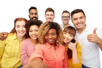 Image showing international group of happy people taking selfie