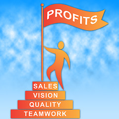 Image showing Profits Flag Indicates Revenue Earning And Success