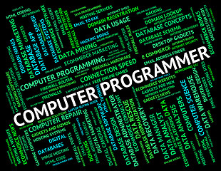 Image showing Computer Programmer Represents Software Engineer And Communicati