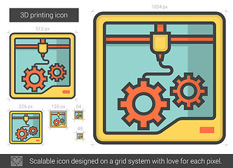 Image showing Three D printing line icon.