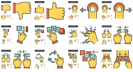 Image showing Touch gestures line icon set.