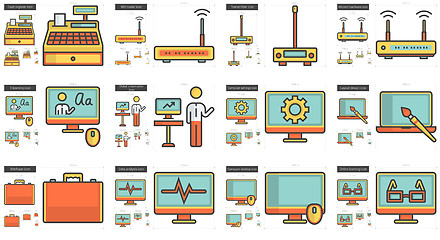 Image showing Technology line icon set.