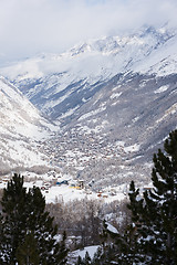 Image showing aerial view on zermatt valley and matterhorn peak