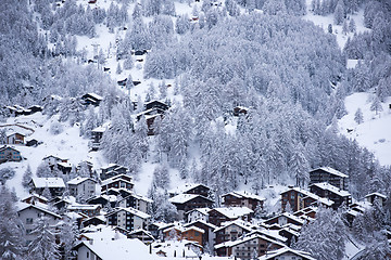 Image showing aerial view on zermatt valley and matterhorn peak