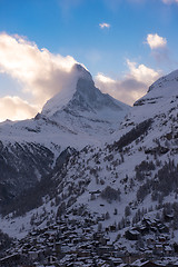 Image showing aerial view on zermatt valley and matterhorn peak