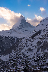 Image showing aerial view on zermatt valley and matterhorn peak