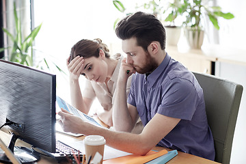 Image showing business team with computer and files in office