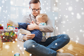 Image showing father with son playing and having fun at home