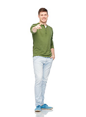 Image showing man pointing finger to you over white