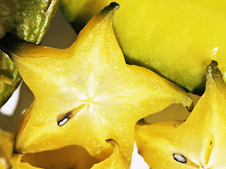 Image showing delicious carambola asian exotic fruit on white background isola