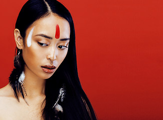 Image showing beauty young asian girl with make up like Pocahontas, red indian