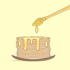 Image showing Pancakes with honey