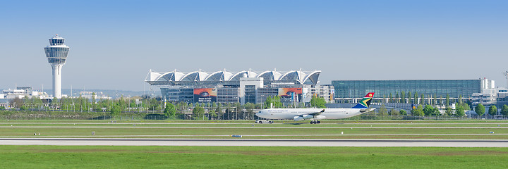 Image showing Airliner Airbus A321 of Lufthansa airlines after landing in Muni