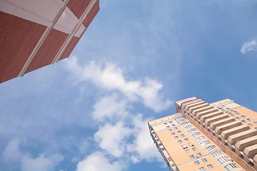 Image showing sky under red skyscrapers