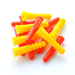 Image showing Colorful plastic dowels