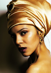 Image showing beauty african woman in shawl on head, very elegant look with go