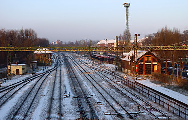 Image showing Winter at the railway