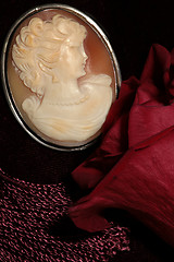 Image showing  cameo and red rose macro shot